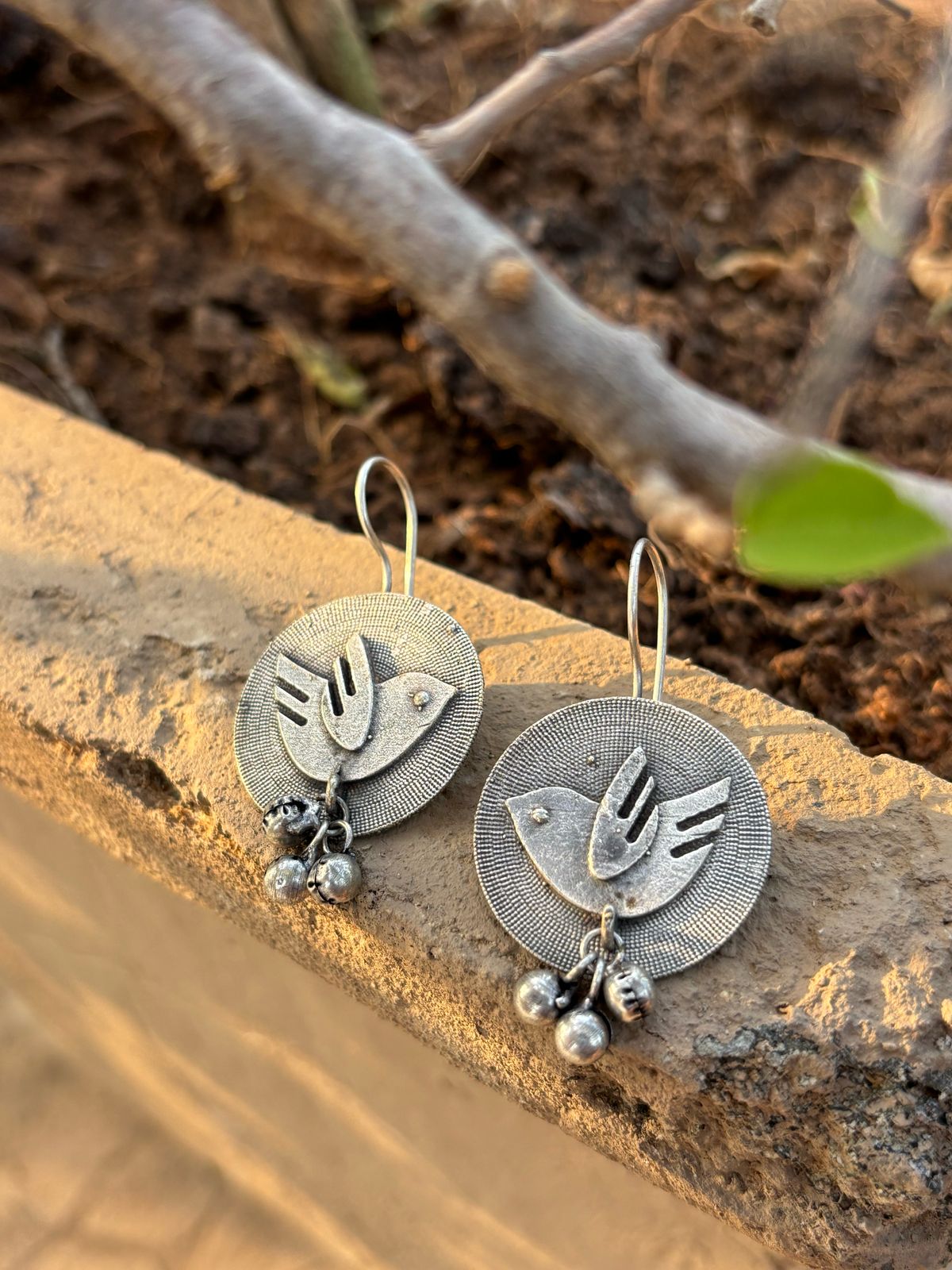 Chirping Charm Silver Oxidized Earrings – Fly with Delight